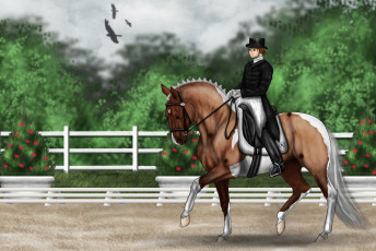 Картинка рисованное животные +лошади всадник лошадь