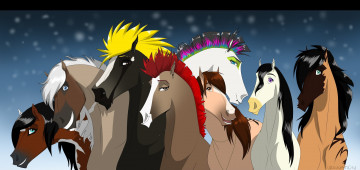 Картинка рисованное животные +лошади лошади