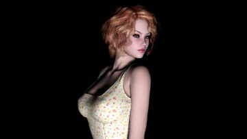 Картинка 3д+графика люди+ people фон девушка взгляд рыжая