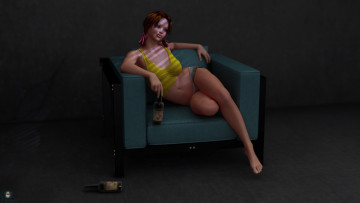 Картинка 3д+графика люди+ people взгляд девушка кресло фон