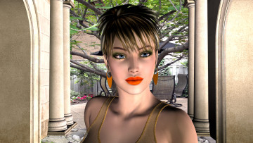 Картинка 3д+графика портрет+ portraits фон взгляд девушка