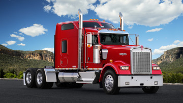 Картинка автомобили kenworth кра сный 2005г w900l