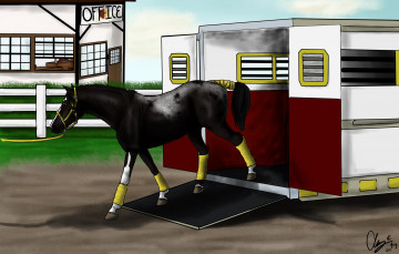 Картинка рисованное животные +лошади лошадь