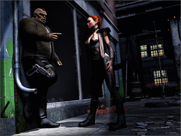 Обои картинки фото 3д графика, эльфы , elves, оружие, ночь, улица, эльфы