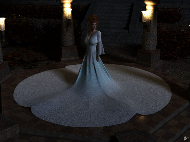 Обои картинки фото 3д графика, эльфы , elves, платье, девушка, фон, взгляд