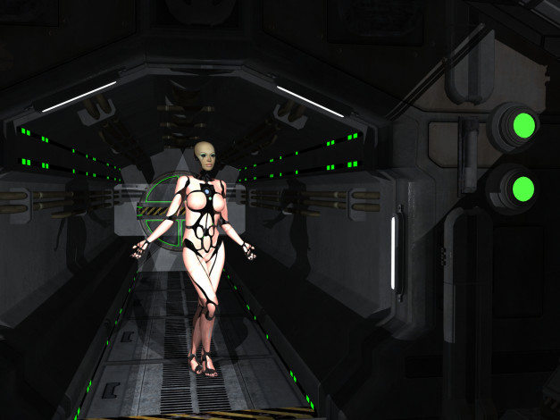 Обои картинки фото 3д графика, _science fiction, взгляд, девушка, киборг, фон