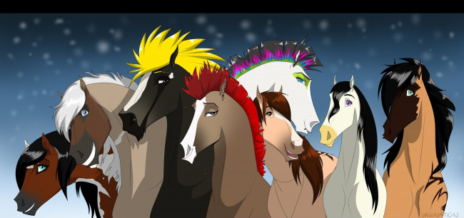 Обои картинки фото рисованное, животные,  лошади, лошади