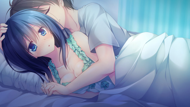 Обои картинки фото аниме, unknown,  другое, kimi, no, tonari, de, koishiteru, девушка, парень, постель, mitsuki, motomiya