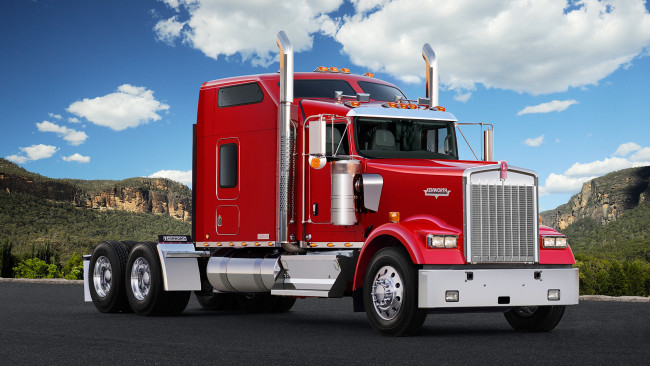 Обои картинки фото автомобили, kenworth, кра, сный, 2005г, w900l