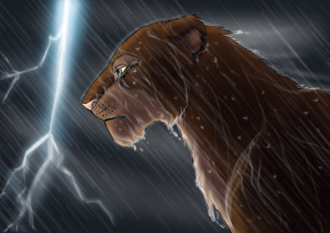 Обои картинки фото рисованное, животные, молния
