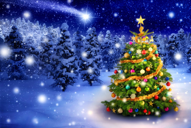 Обои картинки фото праздничные, Ёлки, украшение, елка