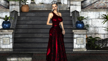 Картинка 3д+графика люди+ people девушка фон взгляд платье