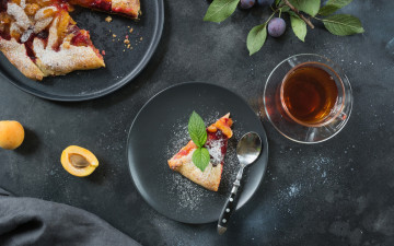 Картинка еда пироги чай пирог сливовый