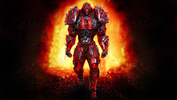 Картинка фэнтези роботы +киборги +механизмы огонь робот