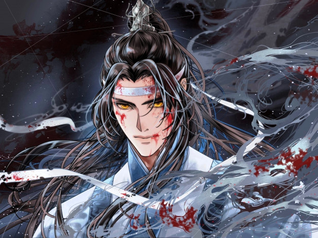 Обои картинки фото аниме, mo dao zu shi, лань, ванцзи, кровь