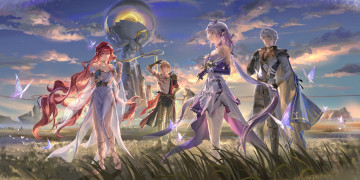 обоя аниме, honkai,  star rail, девушки, парни