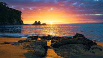 обоя split apple rock, new zealand, природа, побережье, split, apple, rock, new, zealand