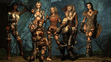 Картинка the elder scrolls skyrim видео игры амазонки оружие