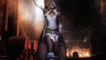 Картинка the elder scrolls skyrim видео игры оружие амазонка плащ