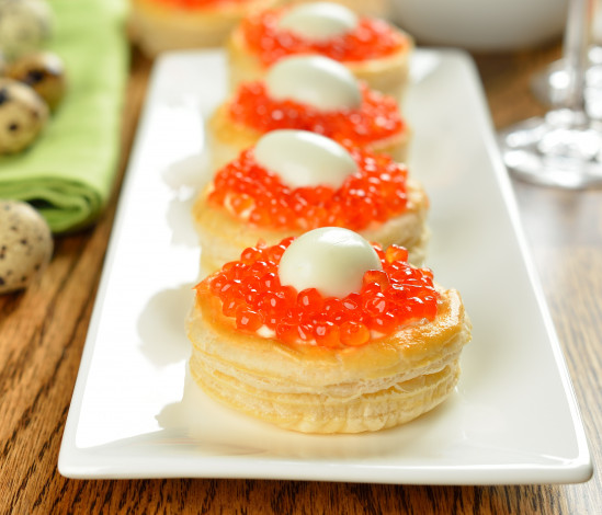 Обои картинки фото еда, икра, волованы, яйца