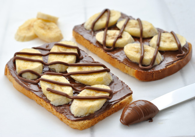 Обои картинки фото еда, мороженое, десерты, бананы, тост