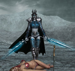 обоя 3д графика, fantasy , фантазия, девушка, амазонка, мечи