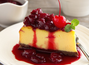 Картинка еда торты чизкейк вишни