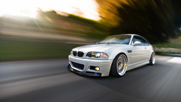 Картинка автомобили bmw блик road white m3 свет фар дорога скорость белый speed