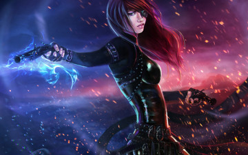 Картинка фэнтези девушки девушка пистолеты подсумок гранаты