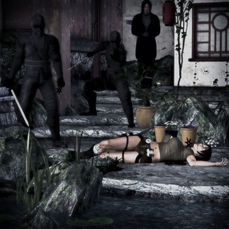 Обои картинки фото unconscious poser, 3д графика, fantasy , фантазия, девушка, ниндзя