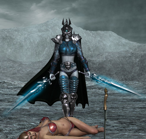 Обои картинки фото 3д графика, fantasy , фантазия, девушка, амазонка, мечи