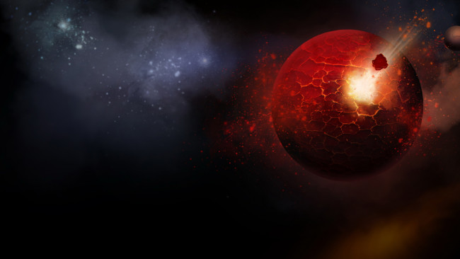 Обои картинки фото космос, арт, планета, разлом