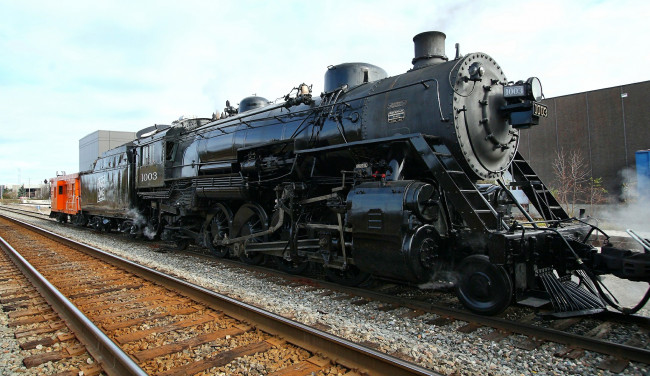 Обои картинки фото техника, паровозы, тендер, рельсы, паровоз, железная, дорога