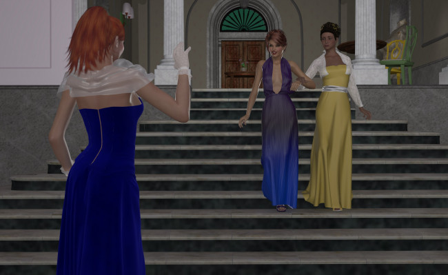 Обои картинки фото 3д графика, people , люди, девушки, лесница