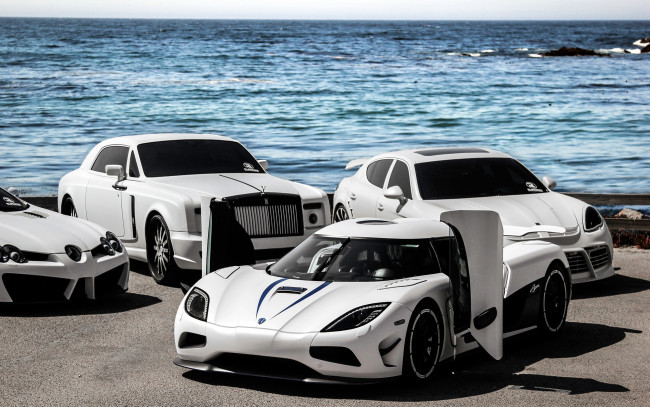 Обои картинки фото автомобили, разные вместе, agera, friends, white, collection