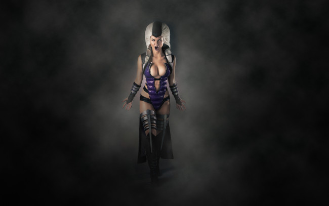 Обои картинки фото mortal kombat, видео игры, mortal kombat , 2011, туман, sindel, mortal, kombat, темный, фон