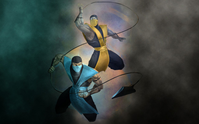 Обои картинки фото mortal kombat, видео игры, sub, zero, mortal, kombat, скорпион, саб, зиро, scorpion
