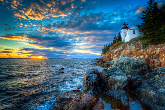 Обои картинки фото природа, маяки, солнце, америка, сша