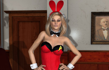 Картинка 3д+графика люди+ people ушки девушка фон взгляд