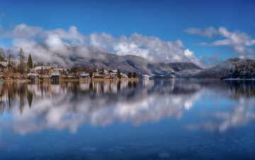 Картинка города -+пейзажи бавария ваальхензе озеро небо германия горы дома