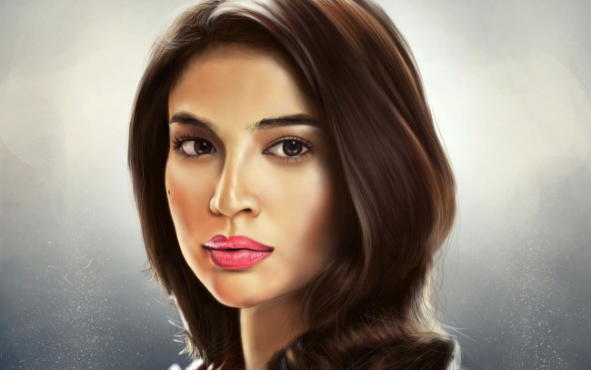 Обои картинки фото рисованное, люди, фон, взгляд, девушка