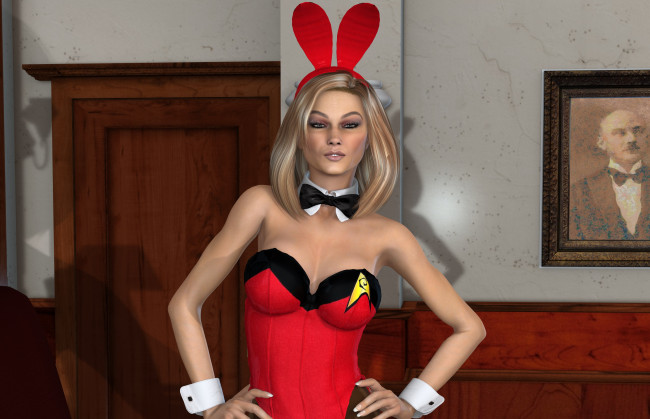 Обои картинки фото 3д графика, люди , people, ушки, девушка, фон, взгляд