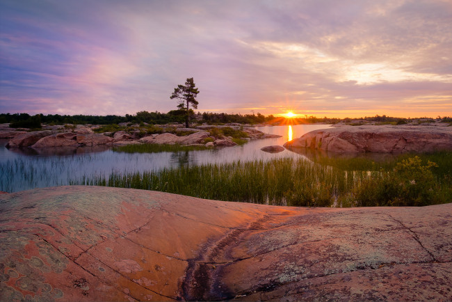 Обои картинки фото природа, восходы, закаты, камни, вода, рассвет