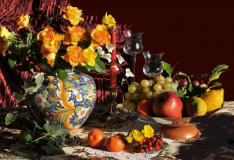 Картинка еда натюрморт цветы фрукты