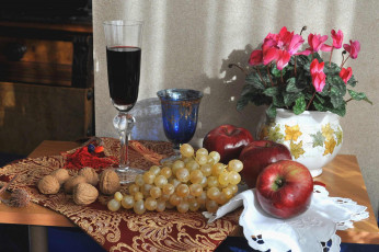 Картинка еда натюрморт цветы фрукты