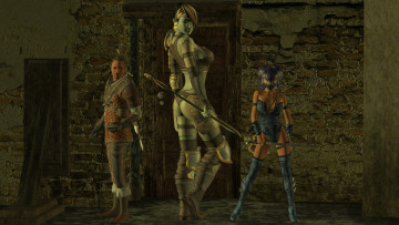 Картинка 3д+графика фантазия+ fantasy взгляд девушки мужчина оружие фон