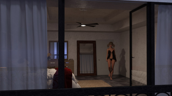 Обои картинки фото 3д графика, люди , people, интерьер, фон, взгляд, девушка