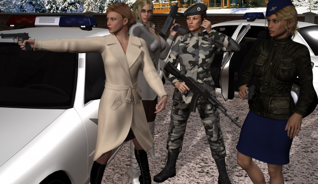 Обои картинки фото wolf ii, 3д графика, фантазия , fantasy, оружие, фон, взгляд, девушки