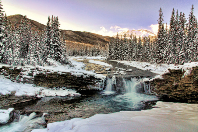 Обои картинки фото природа, водопады, река, лес