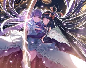 Картинка аниме mahou+shoujo+madoka+magika фон взгляд девушки